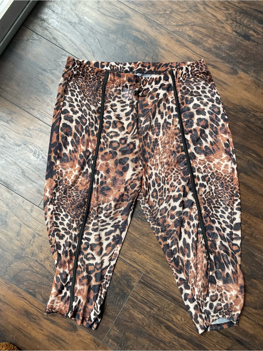 sheer Leopard Print Jogger Pants - Brown & Black